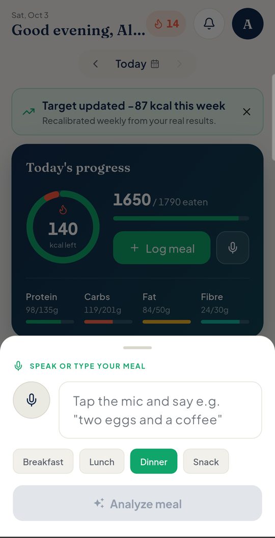 Nutari voice logging screen